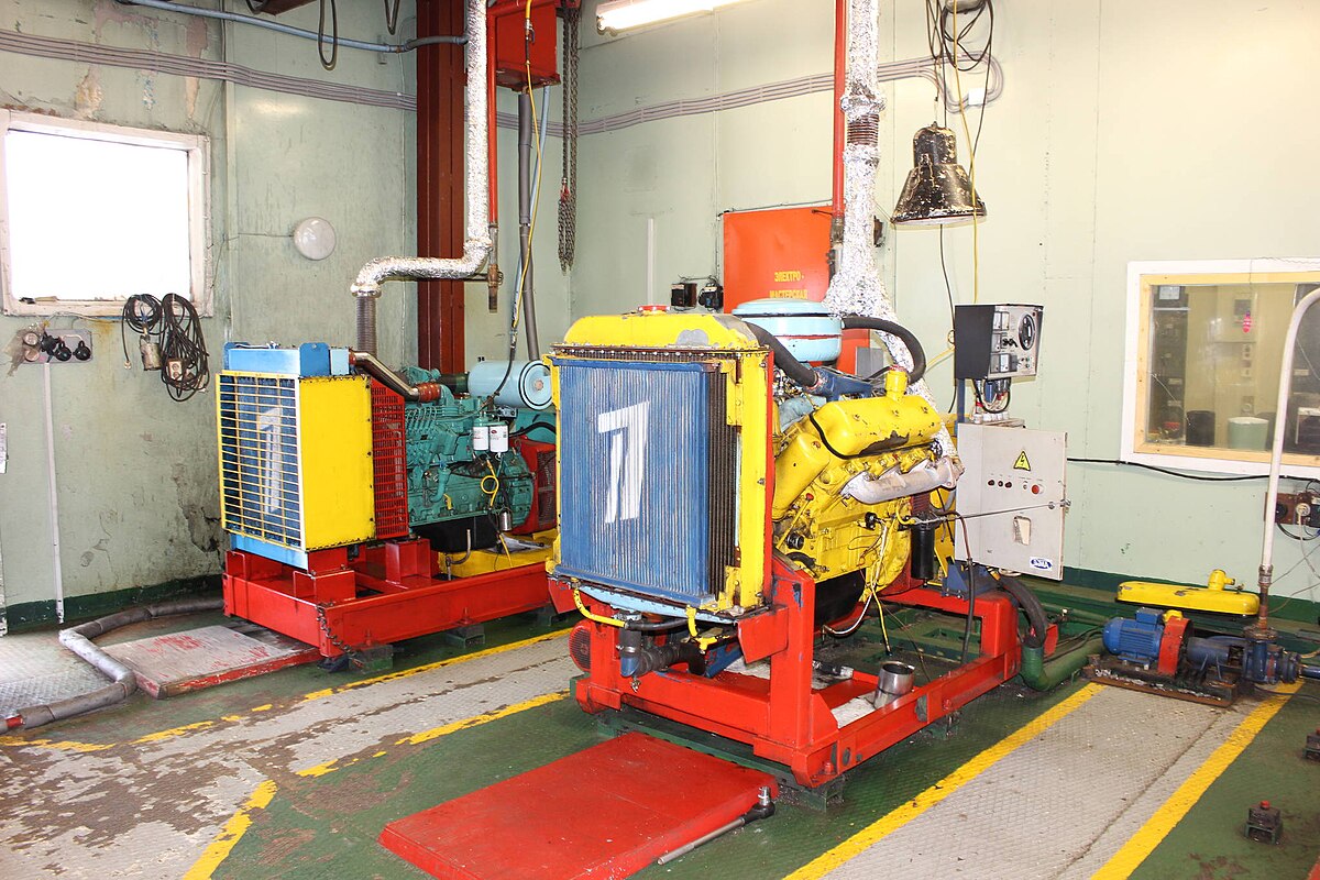 Diesel power station at a remote polar base, representing off-grid community energy costs