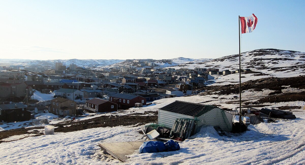 Panoramic view of Iqaluit, Nunavut from Joamie Hill